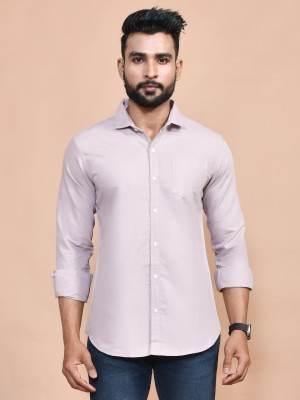 Urbany Men Solid Casual Purple Shirt