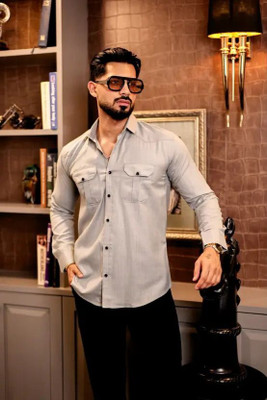 VSTRR THE INDIAN TOUCH Men Solid Casual Grey Shirt
