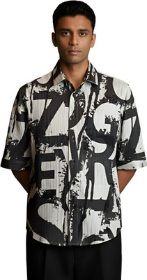 human dream Men Printed Casual Black Shirt