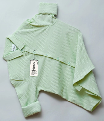 FUBACK Men Self Design Casual Light Green Shirt