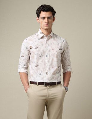 ARROW Men Printed Formal Beige Shirt