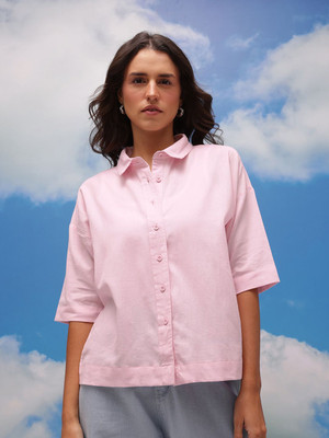CORSICA Women Solid Casual Pink Shirt