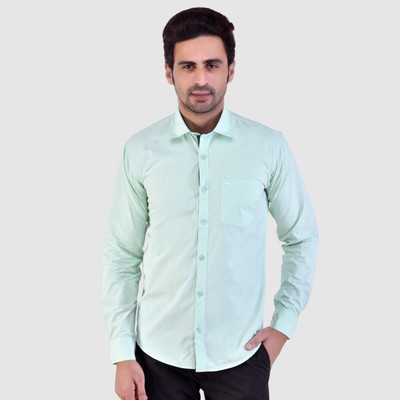 M'COT Men Self Design Casual Light Green Shirt