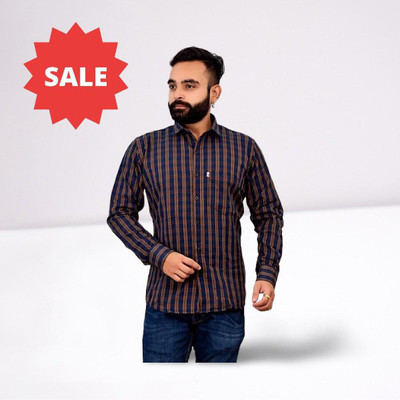 Arthz Fab Trend Men Checkered Casual White Shirt