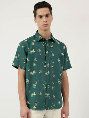 MARKS & SPENCER Men Printed Casual Green Shirt