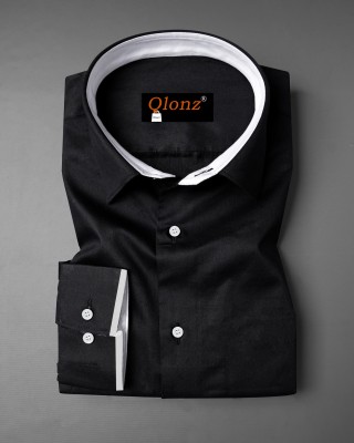 Qlonz Store Men Solid Casual Black Shirt