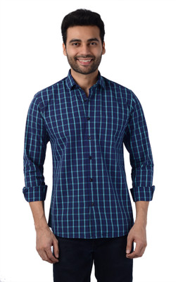 5TH ANFOLD Men Checkered Casual Blue Shirt
