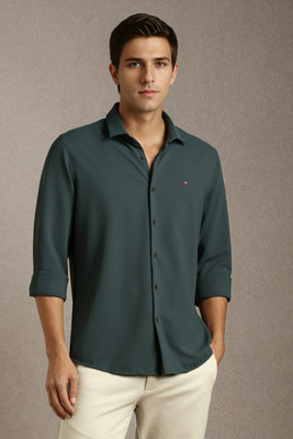 LOUIS PHILIPPE Men Solid Casual Green Shirt