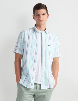 Arrow Sport Men Striped Casual White, Light Blue, Grey Shirt