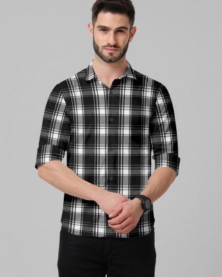 ShivLeela Men Checkered Casual Black, White Shirt