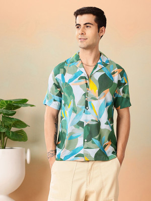 Mast & Harbour Men Printed Casual Green Shirt