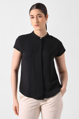 VAN HEUSEN Women Solid Formal Black Shirt