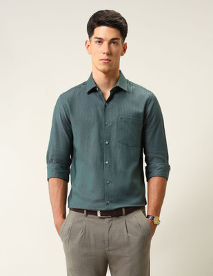 ARROW Men Solid Formal Green Shirt
