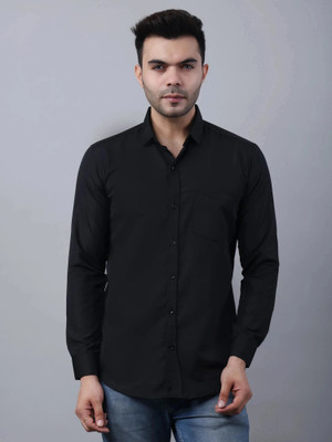 UWR Men Solid Casual Black Shirt