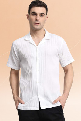 A Dearise Trend Men Self Design Casual White Shirt