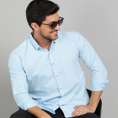 EMTY FASHION Men Solid Casual Light Blue Shirt
