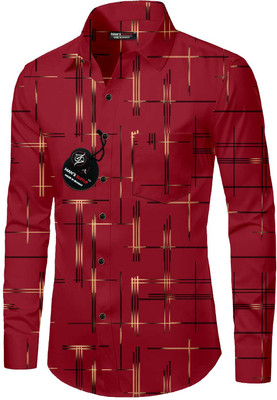 Ujaval Enterprise Men Printed Casual Red, Gold, White Shirt