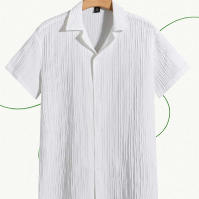 Dharamraj Fashion Men Self Design Casual White Shirt