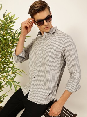 THOMAS SCOTT Men Checkered Casual Grey Shirt