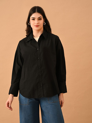 Fiorenza Women Solid Casual Black Shirt