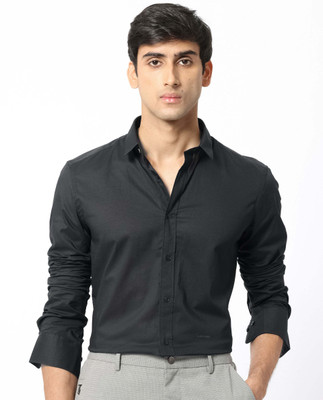 RARE RABBIT Men Solid Casual Black Shirt