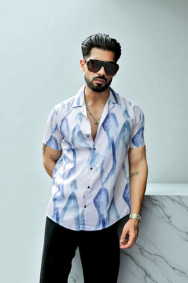 Aarvi Trendzz Men Printed Casual White, Blue Shirt