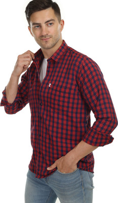 Arthz Fab Trends Men Solid Casual Red, Dark Blue Shirt