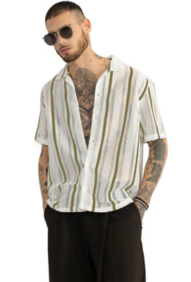 Japrin Creation Men Self Design Formal Light Green Shirt
