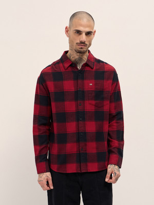 THE BEAR HOUSE Men Checkered Casual Red Shirt