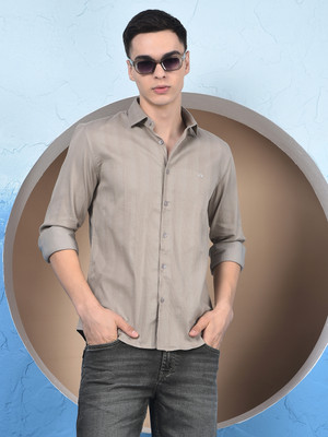CRIMSOUNE CLUB Men Striped Casual Beige Shirt