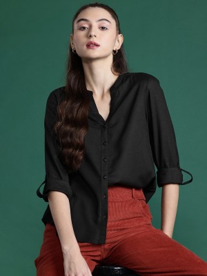 Dressberry Women Solid Casual Black Shirt