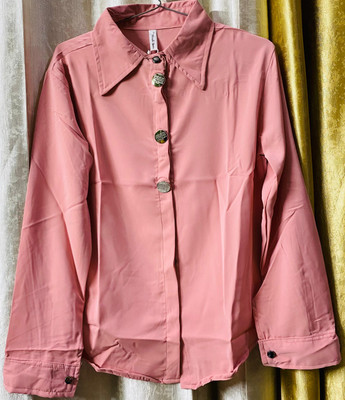 attire hub Women Solid Casual Pink Shirt