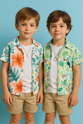 SVHFashion Boys Printed Casual Multicolor Shirt(Pack of 2)