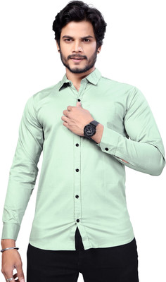 F&H Men Solid Casual Light Green Shirt