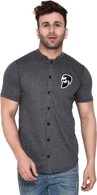 GEUM Men Printed Casual Grey Shirt