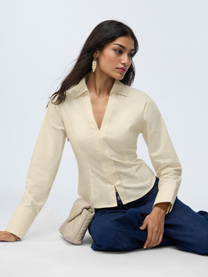 The Souled Store Women Solid Casual White Shirt