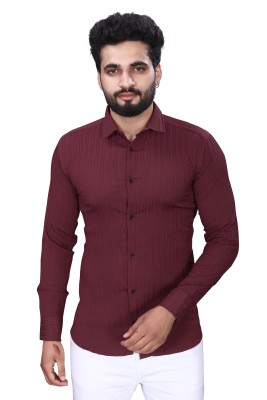 EVERYDAY CREATIONS Men Solid Casual Maroon Shirt