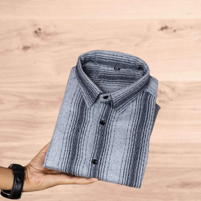 Typetron Fashion Men Striped Formal Grey Shirt