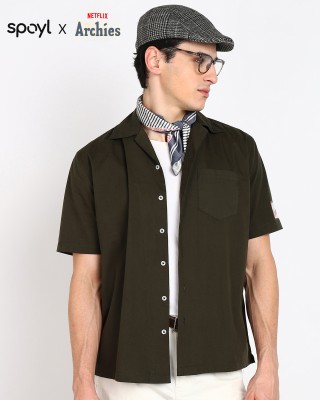 Unrule Men Solid Casual Green Shirt