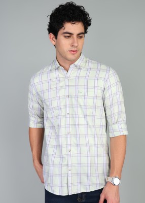 PETER ENGLAND Men Checkered Casual Light Green Shirt