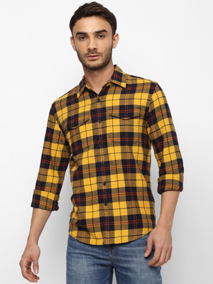 American Eagle Outfitters Men Checkered Casual Yellow Shirt