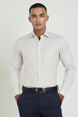 Allen Solly Men Self Design Formal Cream Shirt
