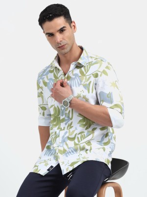 SORATIA Men Printed Casual Green, White Shirt