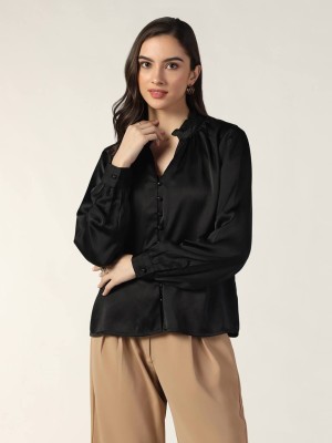 BEATNIK Women Solid Casual Black Shirt