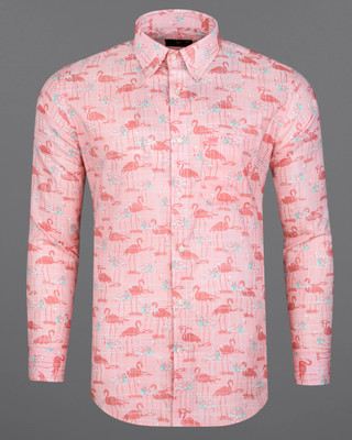 french crown Men Printed Casual Pink Shirt