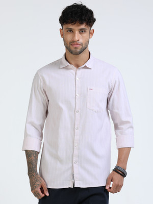 U.S. Pitchers Men Striped Casual Pink Shirt