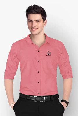 GLOBAL NOMAD Men Solid Casual Pink Shirt