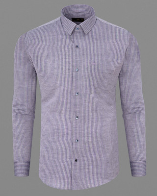 french crown Men Striped Casual Purple Shirt