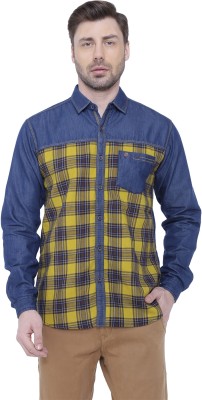 KUONS AVENUE Men Checkered Casual Yellow Shirt