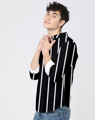 HASINI Fashion Men Printed Casual Black Shirt